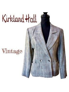 70s/80s Blazer Cropped Fitted Lined Glen Plaid  Jacket Pockets (4)